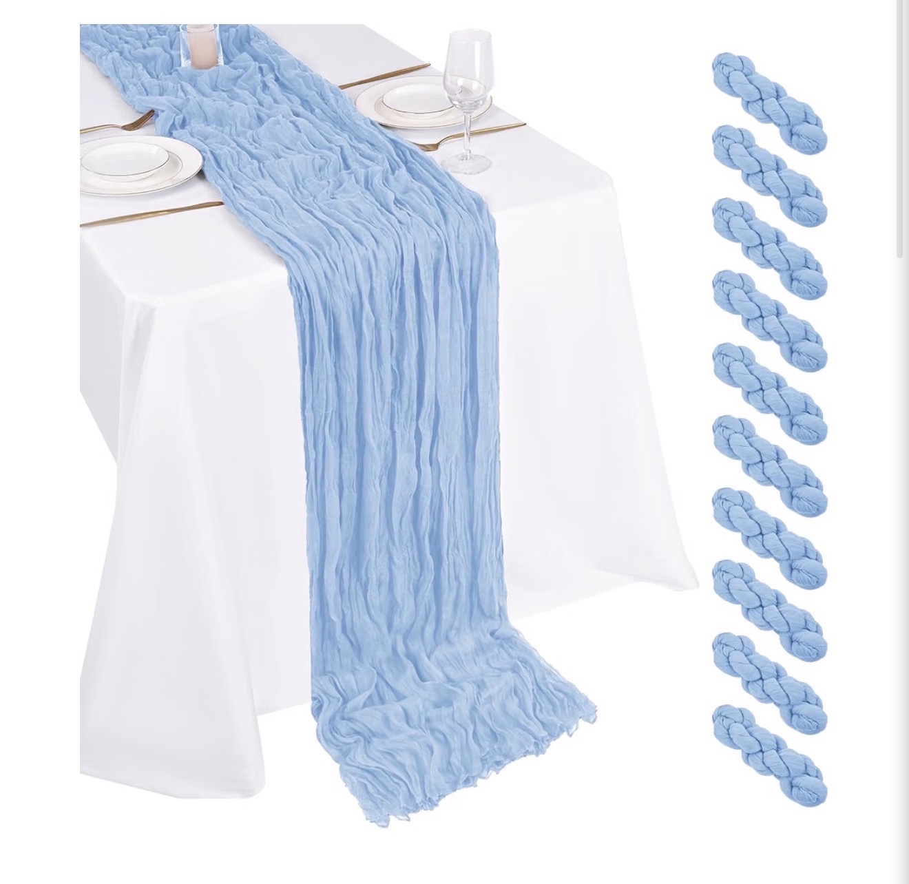 Blue Cheesecloth Table Runner