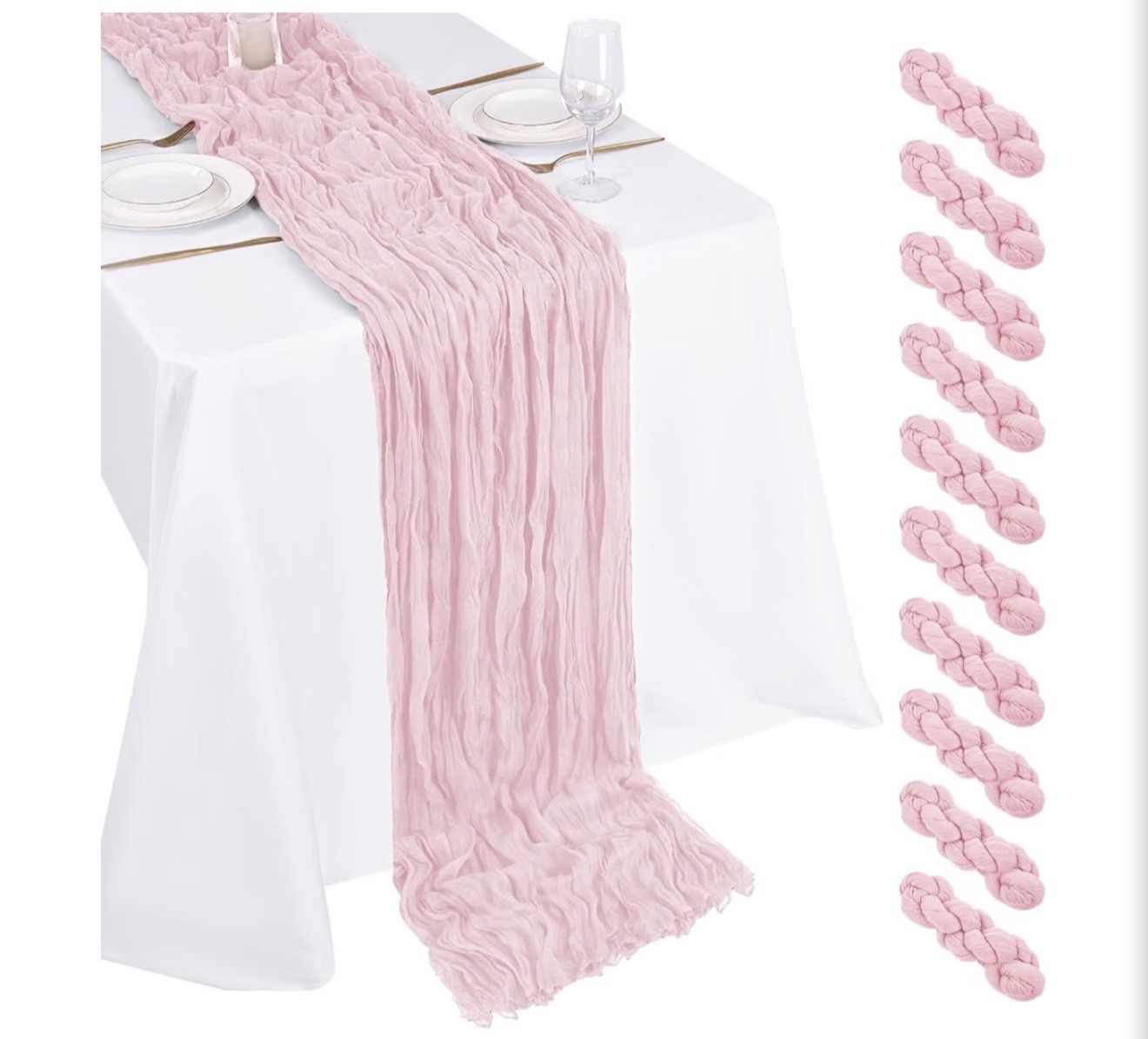 Pink Cheesecloth Table Runner