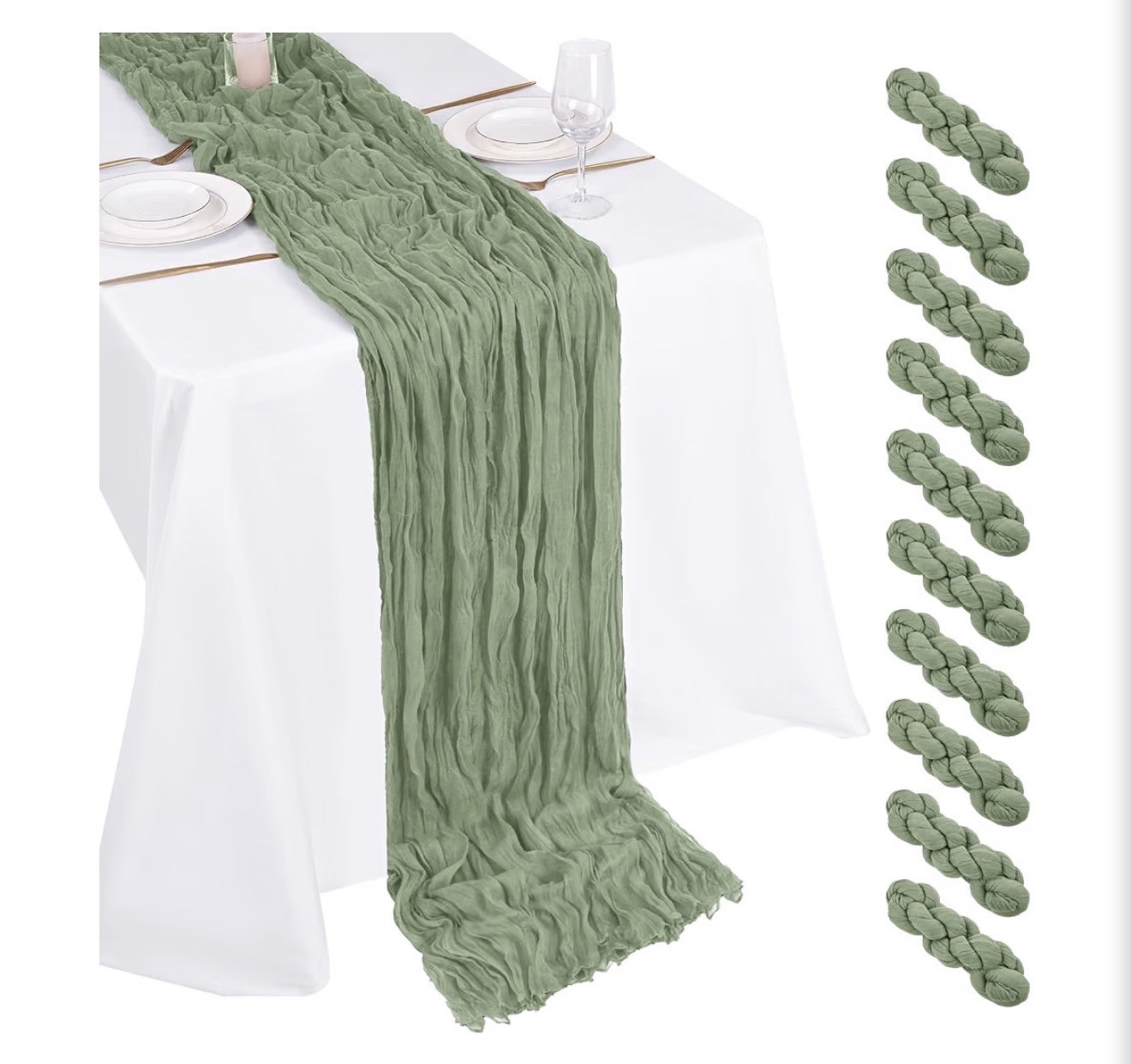 Sage Cheesecloth Table Runner